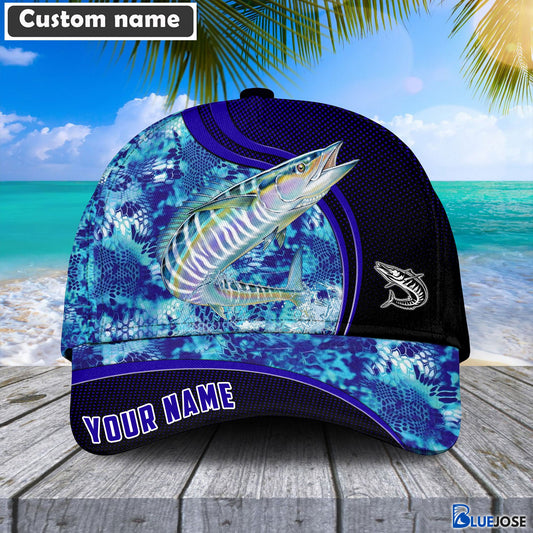 Frenzidea Blue Patchy Wahoo Fishing Personalized Cap