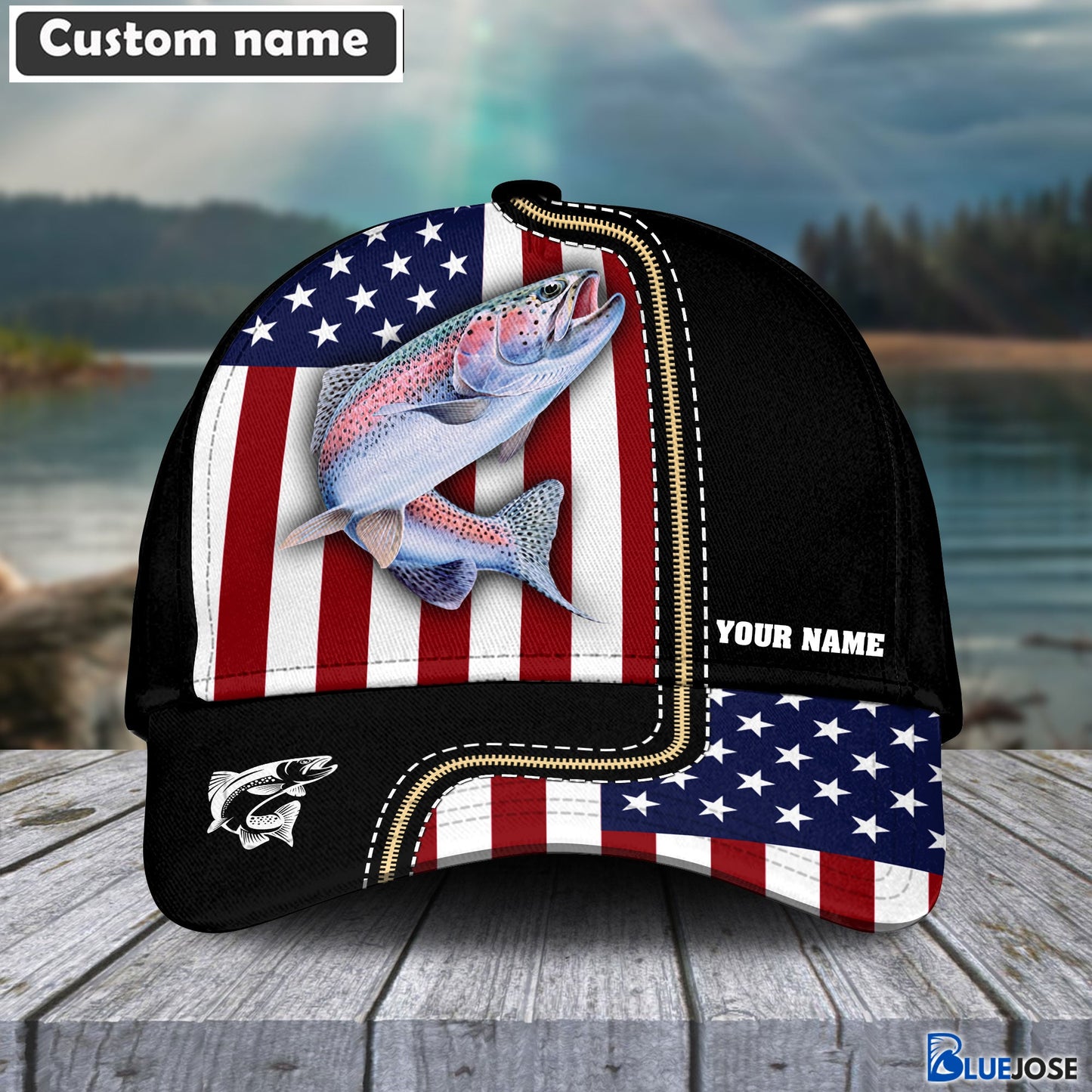 Frenzidea Rainbow Trout Fish Personalized Fishing Classic Cap