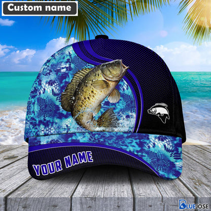 Frenzidea Blue Patchy Crappie Fishing Personalized Cap