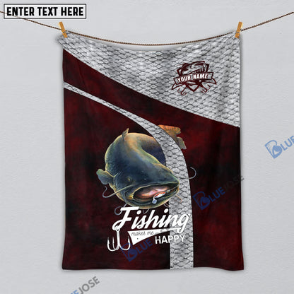 Frenzidea Custom Name Catfish Fishing Red Blanket