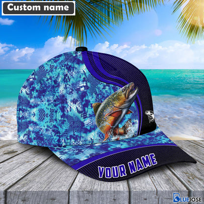 Frenzidea Blue Patchy Trout Fishing Personalized Cap