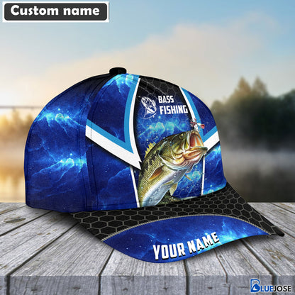 Frenzidea Personalized Bass Fishing Blue Galaxy Cap