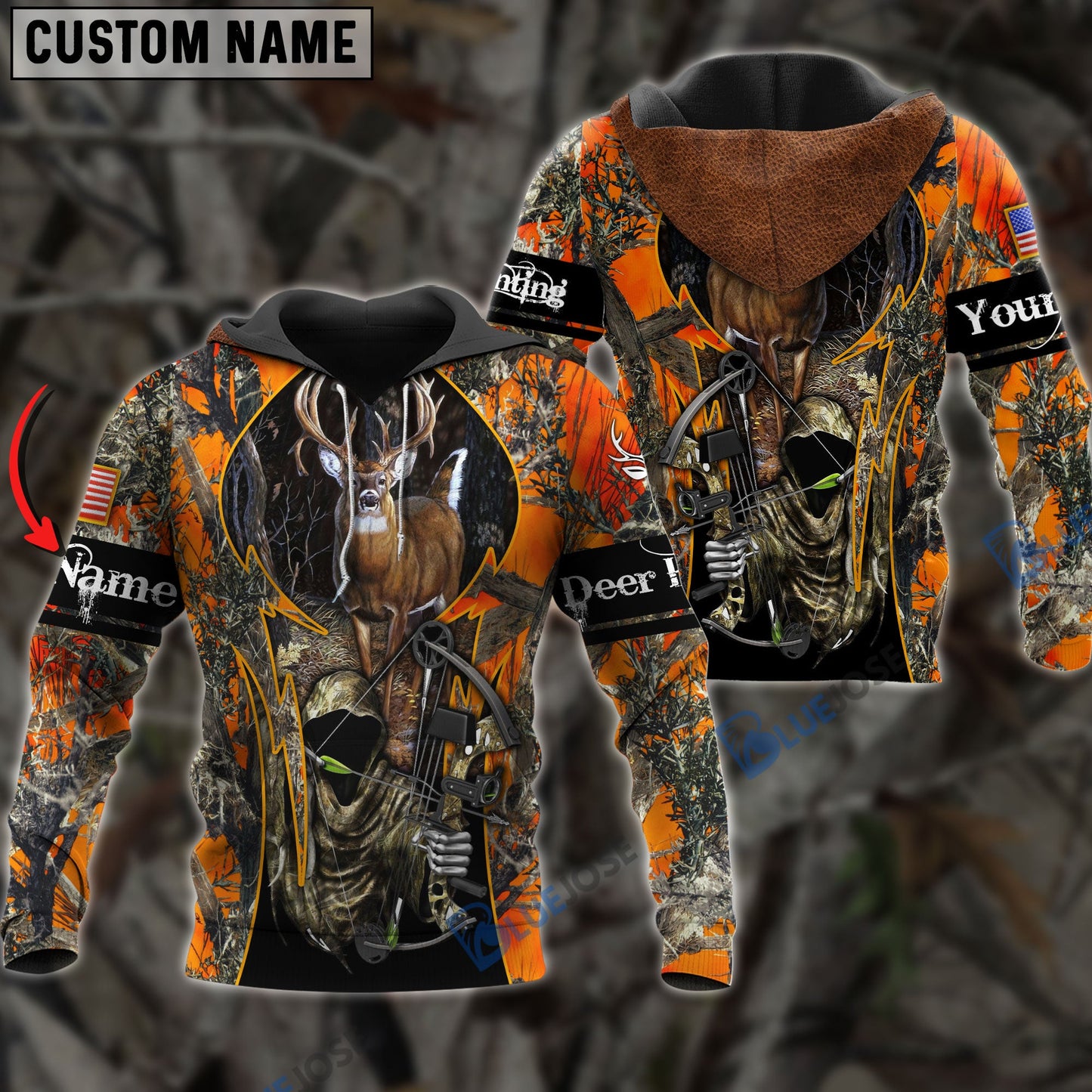 Frenzidea Customized Name Deer Hunting Grim Reaper 3D Shirts