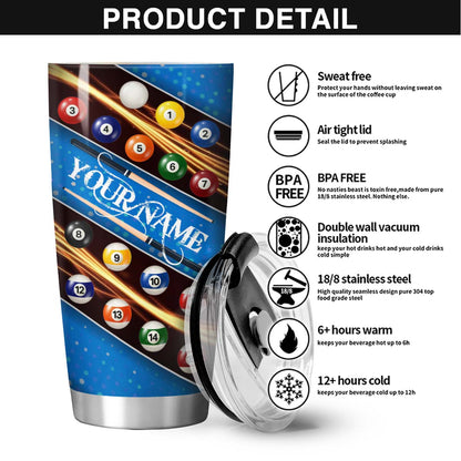 Frenzidea Billiards Skull Personalized Stainless Steel Tumbler