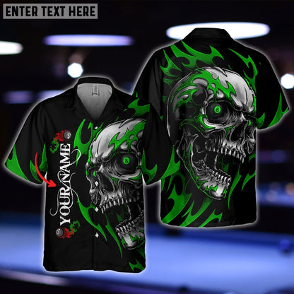 Frenzidea Personalized Name Skull Fire Billiard Balls Hawaiian Shirt