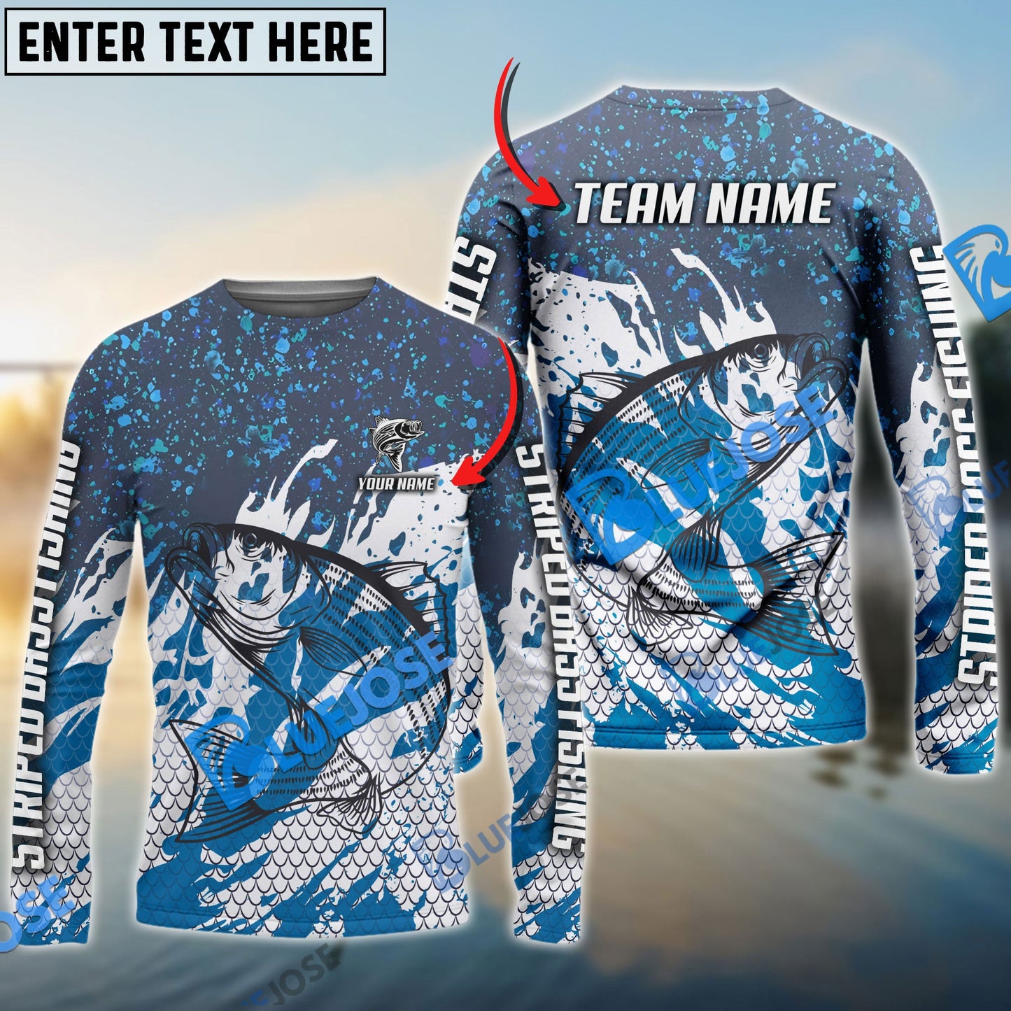 Frenzidea Striped Bass Fishing Bluefin Sport Custom Name & Team Name 3D Shirts