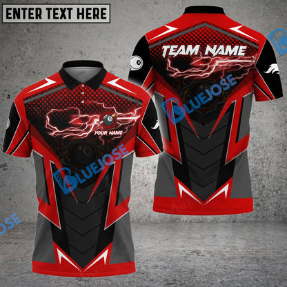 Frenzidea Billiards Ball 8 Lightning Flame Sport Personalized Name, Team Name Unisex Shirt ( 4 Colors )
