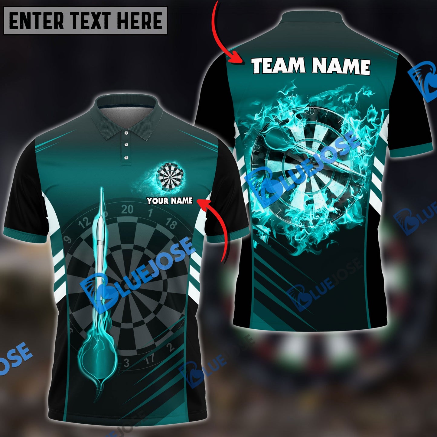 Frenzidea Darts Fire Arrow Personalized Name, Team Name 3D Shirt (6 Colors)