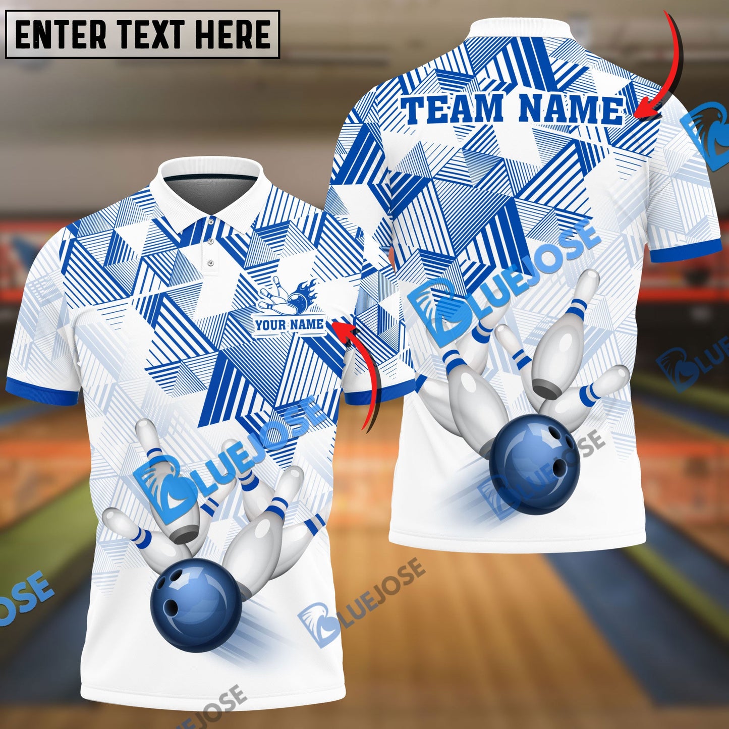 frenzideas Bowling And Pins Triangle Art Customized Name 3D Shirt (6 Colors)