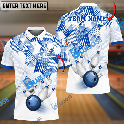 frenzideas Bowling And Pins Triangle Art Customized Name 3D Shirt (6 Colors)