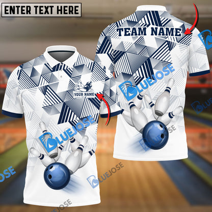 frenzideas Bowling And Pins Triangle Art Customized Name 3D Shirt (6 Colors)
