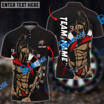 Frenzidea Darts Spartan Personalized Name, Team Name 3D Shirt (4 Colors)