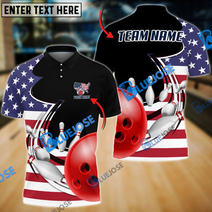 frenzidea Bowling And Pins American Curve Strike Customized Name 3D Shirt (4 Colors)