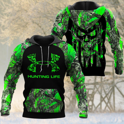 Frenzidea Hunting Life 3D Shirts (Green & Grey Color)