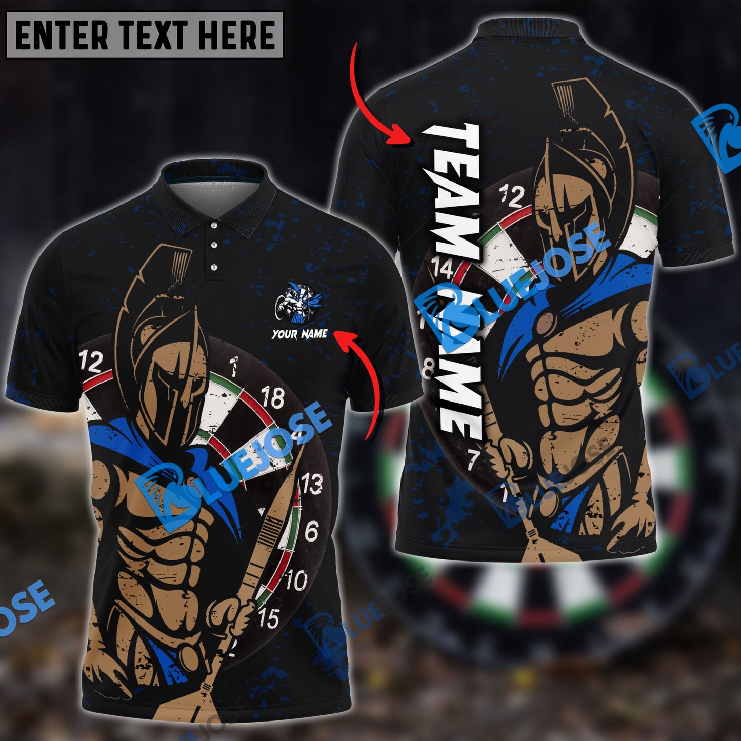 Frenzidea Darts Spartan Personalized Name, Team Name 3D Shirt (4 Colors)