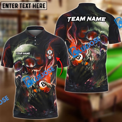 Frenzidea Billiards Ball 8 Blazing Skull Personalized Name, Team Name Unisex Shirt ( 6 Colors )