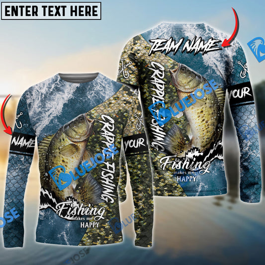 Frenzidea Crappie Fishing Skin Seawave Custom Name & Team Name 3D Shirts