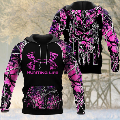 Frenzidea Hunting Life 3D Shirts (White, Brown & Pink)