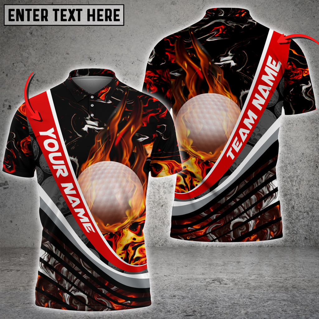 Frenzideas Golf Flaming Magma Multicolor Customized Name 3D Shirt (4 Colors)