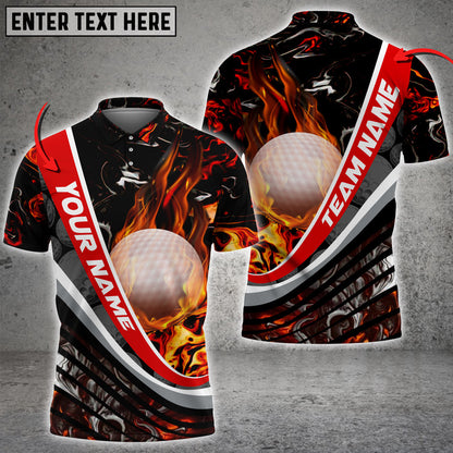 Frenzideas Golf Flaming Magma Multicolor Customized Name 3D Shirt (4 Colors)