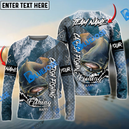 Frenzidea Catfish Fishing Skin Seawave Custom Name & Team Name 3D Shirts
