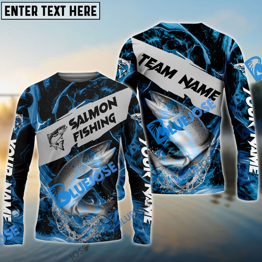 Frenzidea Salmon Fishing Blue Lava Sport Custom Name & Team Name 3D Shirts