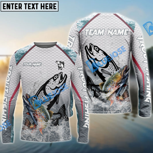 Frenzidea Trout Fishing White Fin Water Silhouette Sport Custom Name & Team Name 3D Shirts
