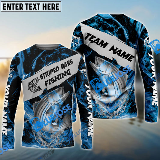 Frenzidea Striped Bass Fishing Blue Lava Sport Custom Name & Team Name 3D Shirts