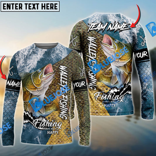 Frenzidea Walleye Fishing Skin Seawave Custom Name & Team Name 3D Shirts
