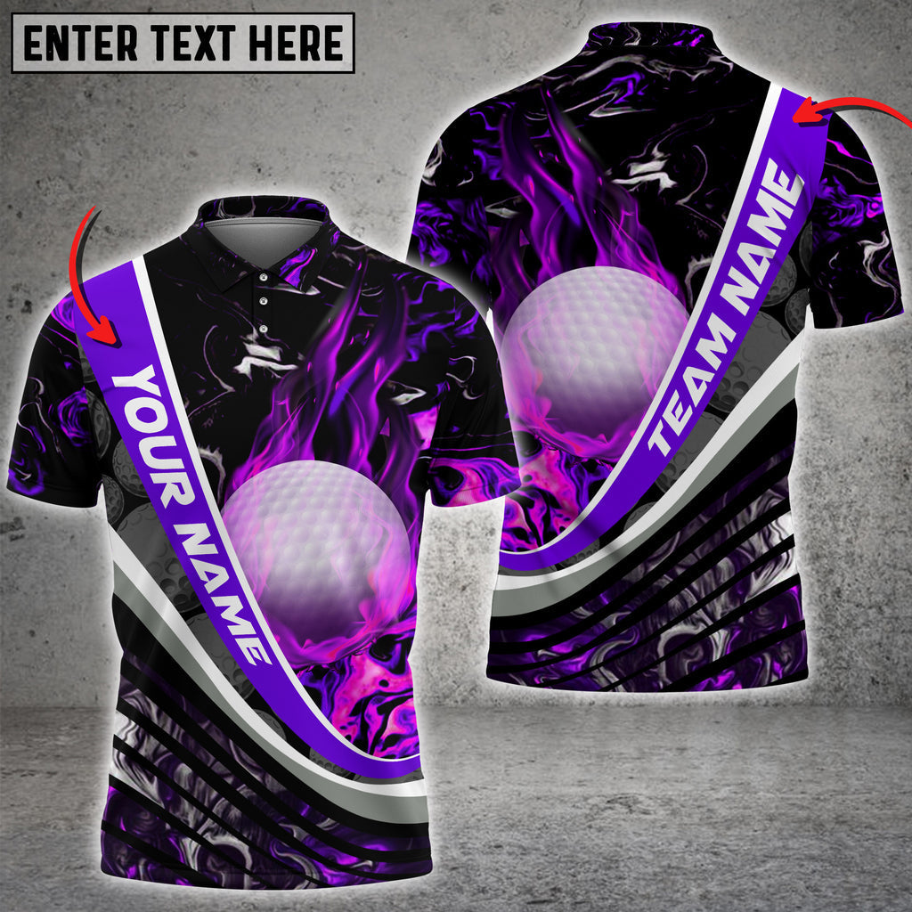 Frenzideas Golf Flaming Magma Multicolor Customized Name 3D Shirt (4 Colors)