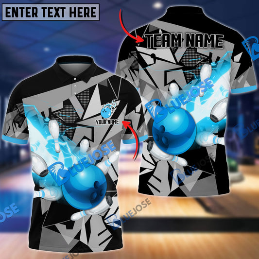 Frenzidea Bowling And Pins Destroy Lightning Ray Customized Name 3D Shirt (4 Colors)