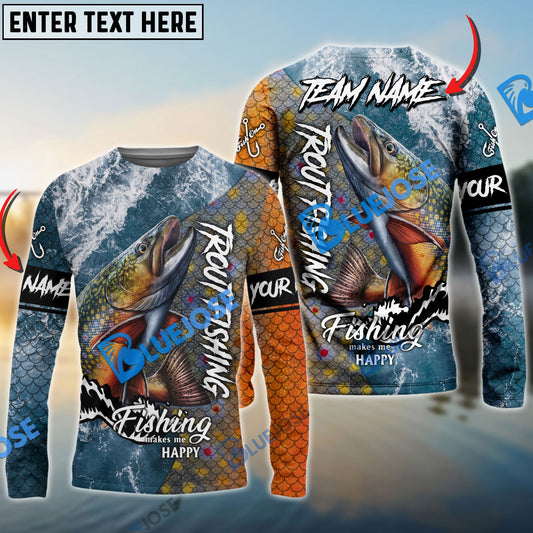 Frenzidea Trout Fishing Skin Seawave Custom Name & Team Name 3D Shirts