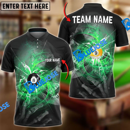 Frenzidea Billiards Ball 8&9 Spinning Wind Skull Eye Personalized Name, Team Name Unisex Shirt ( 4 Colors )