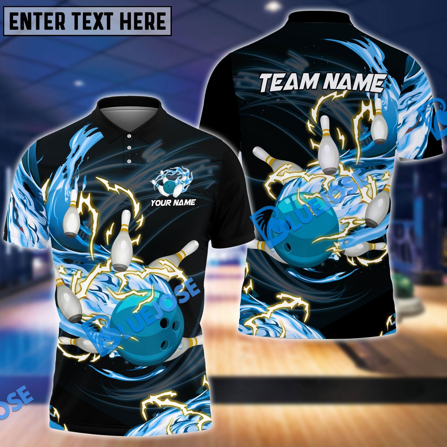 Frenzidea Bowling And Pins Breath Of Thunder Flame Customized Name 3D Shirt (4 Colors)