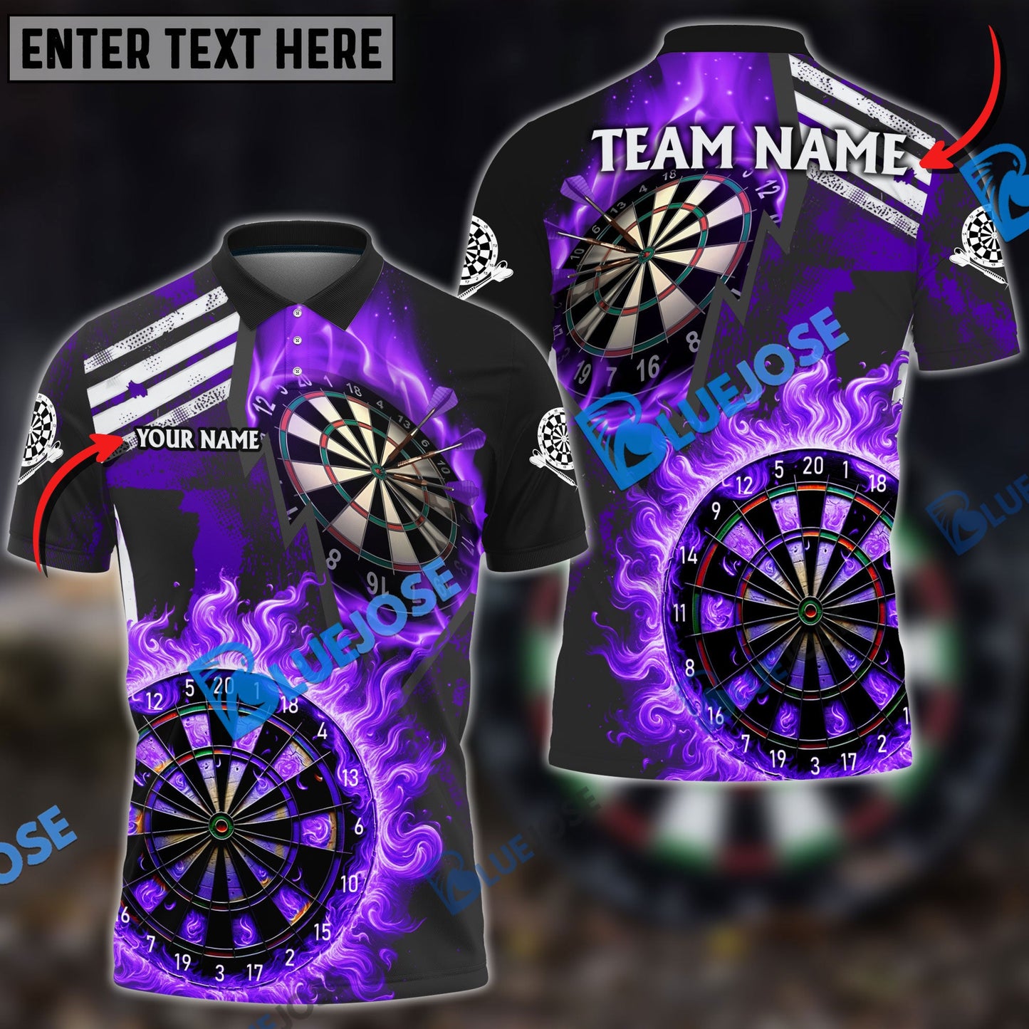 Frenzidea Darts Wall Of Flame War Personalized Name, Team Name 3D Shirt ( 5 Colors)