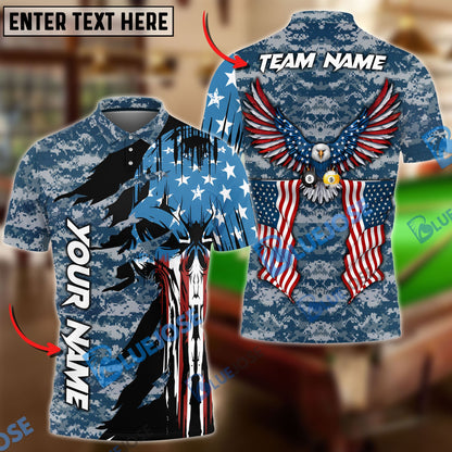 Frenzidea Billiards Ball 8 And 9 Eagle Flag Skull Personalized Name, Team Name Unisex Shirt ( 4 Colors )