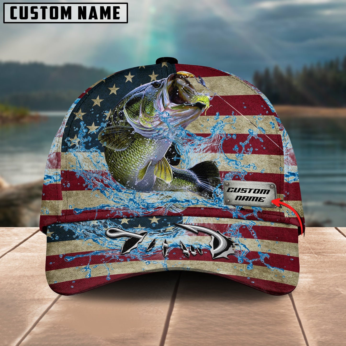 Frenzidea Personalized American Bass FIshing Classic Cap