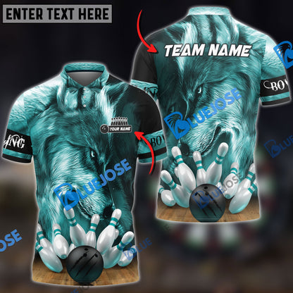 frenzidea Bowling And Pins Alpha Wolf Customized Name 3D Shirt (4 Colors)