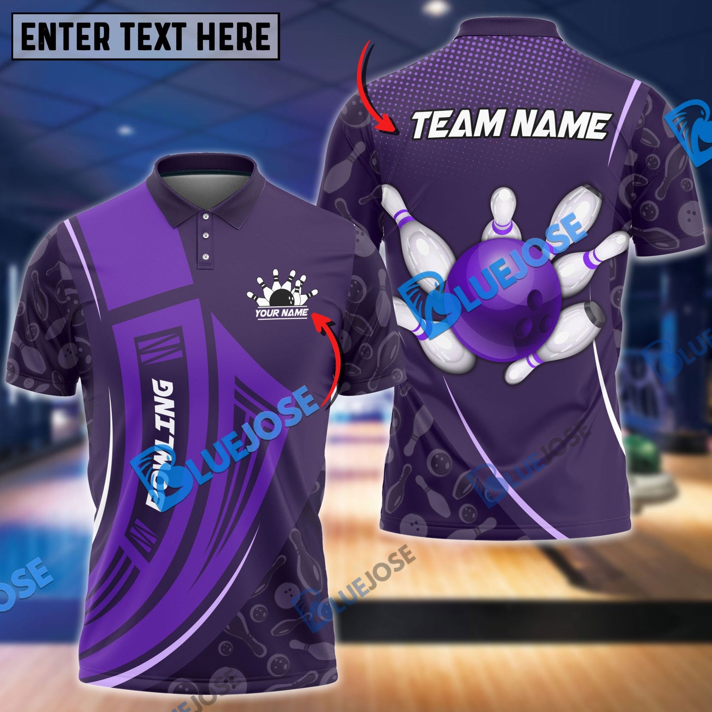 Frenzidea Bowling And Pins Curve Shield Customized Name 3D Shirt (4 Colors)