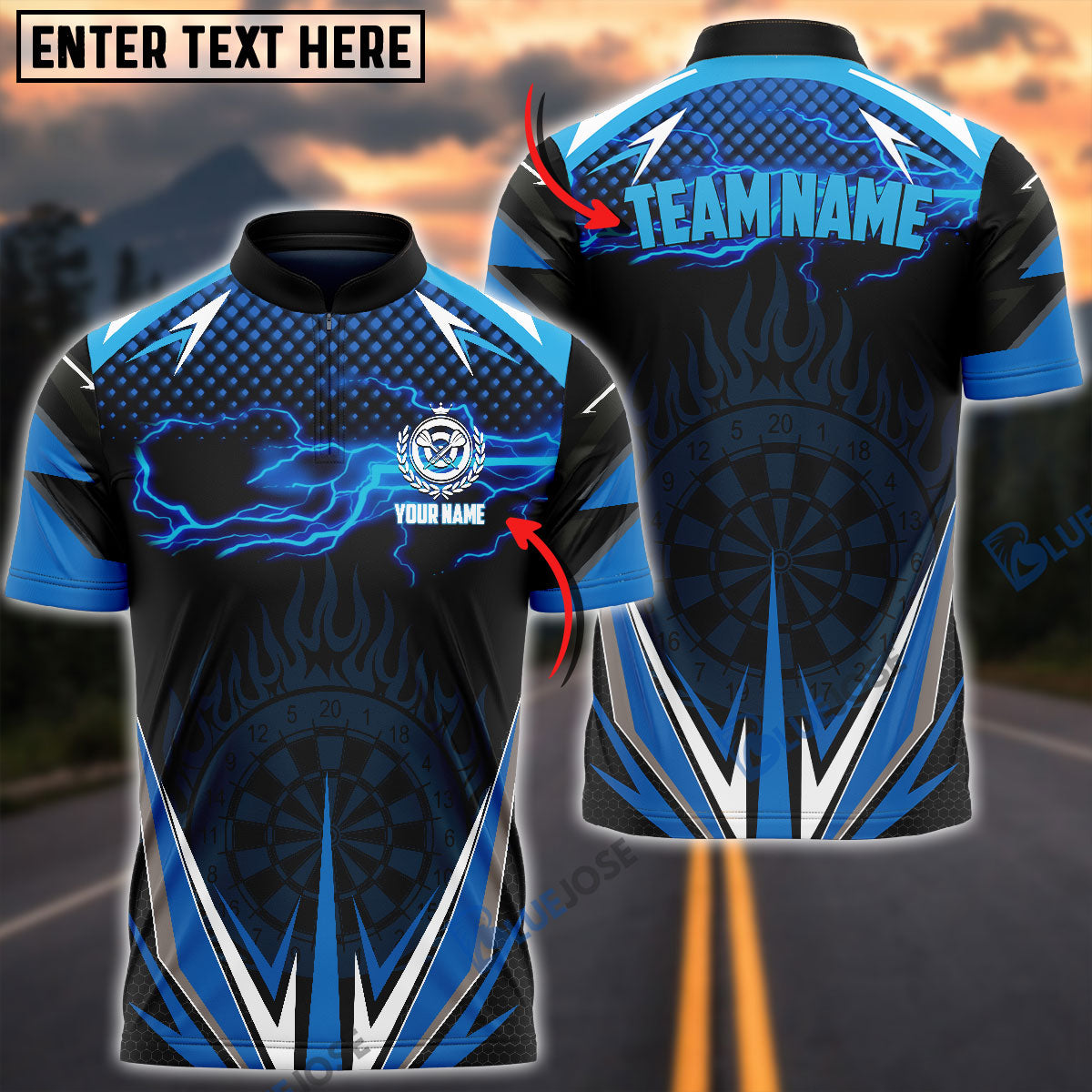 Frenzidea Dart Blue Fire Personalized Name 3D Shirt