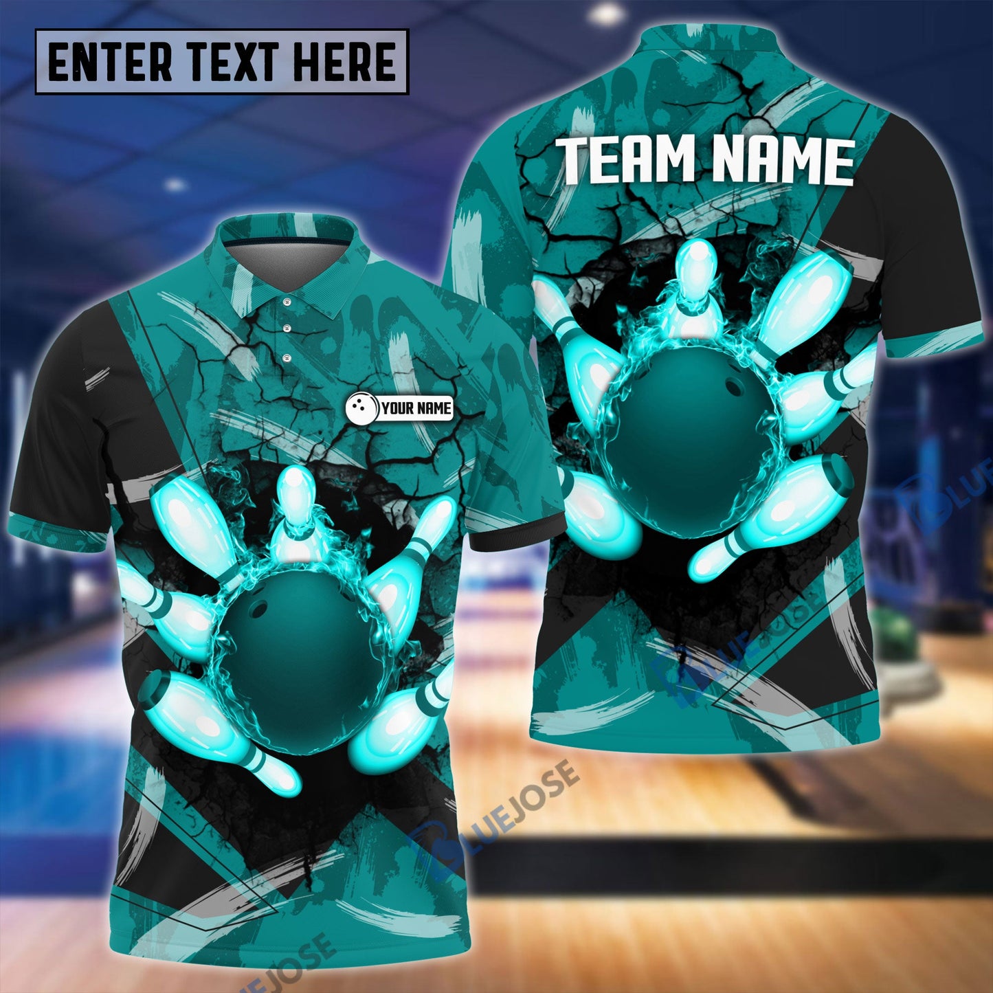 Frenzidea Bowling Broken Pins Colorful Multicolor Customized Name 3D Shirt