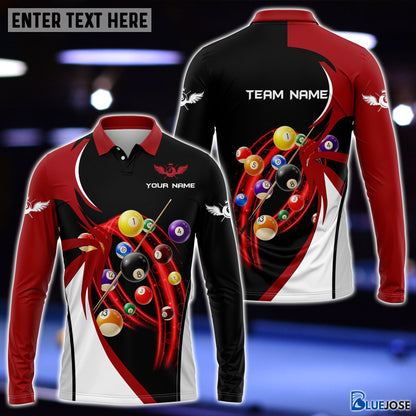 Frenzidea Red Black Billiard Customized Name, Team Name 3D Shirt