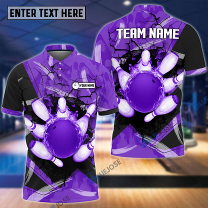 Frenzidea Bowling Broken Pins Colorful Multicolor Customized Name 3D Shirt
