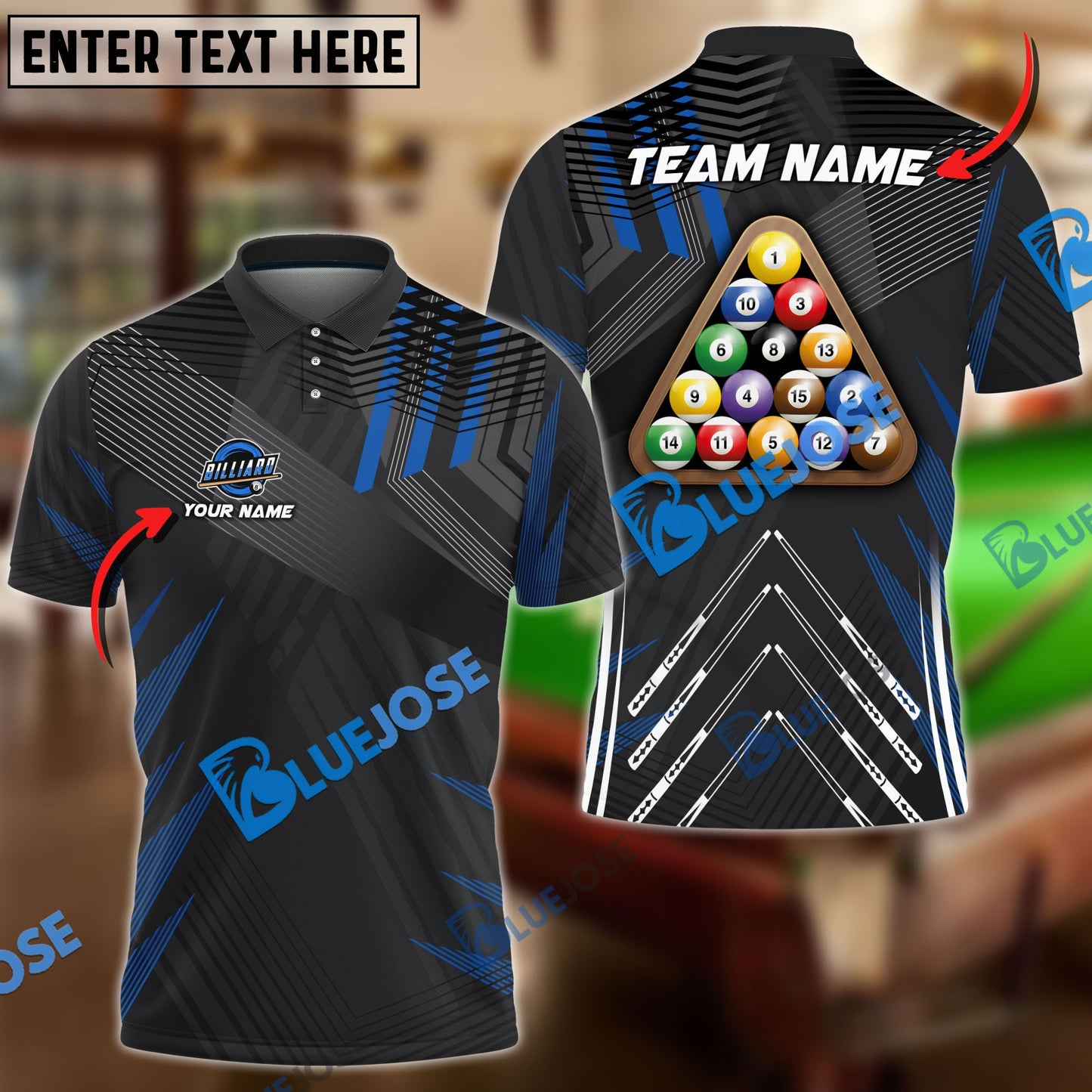 Frenzidea Billiards Ball 8 Pro Tournament 2 Personalized Name, Team Name Unisex Shirt ( 6 Colors )
