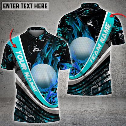 Frenzideas Golf Flaming Magma Multicolor Customized Name 3D Shirt (4 Colors)