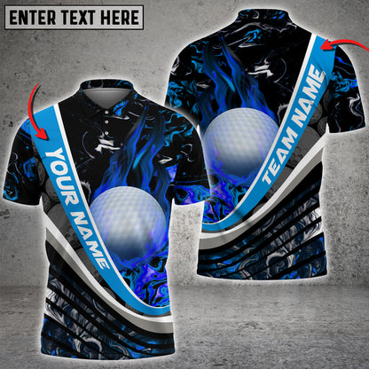 Frenzideas Golf Flaming Magma Multicolor Customized Name 3D Shirt (4 Colors)