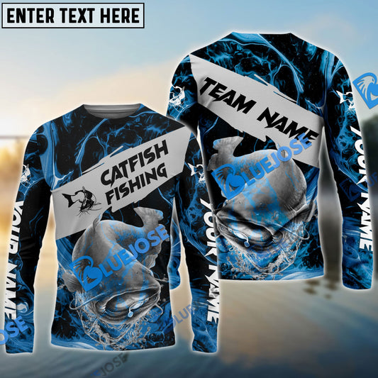 Frenzidea Catfish Fishing Blue Lava Sport Custom Name & Team Name 3D Shirts