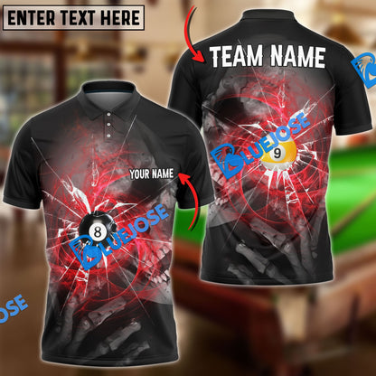 Frenzidea Billiards Ball 8&9 Spinning Wind Skull Eye Personalized Name, Team Name Unisex Shirt ( 4 Colors )
