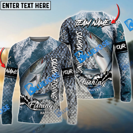 Frenzidea Salmon Fishing Skin Seawave Custom Name & Team Name 3D Shirts