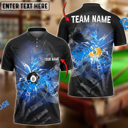 Frenzidea Billiards Ball 8&9 Spinning Wind Skull Eye Personalized Name, Team Name Unisex Shirt ( 4 Colors )